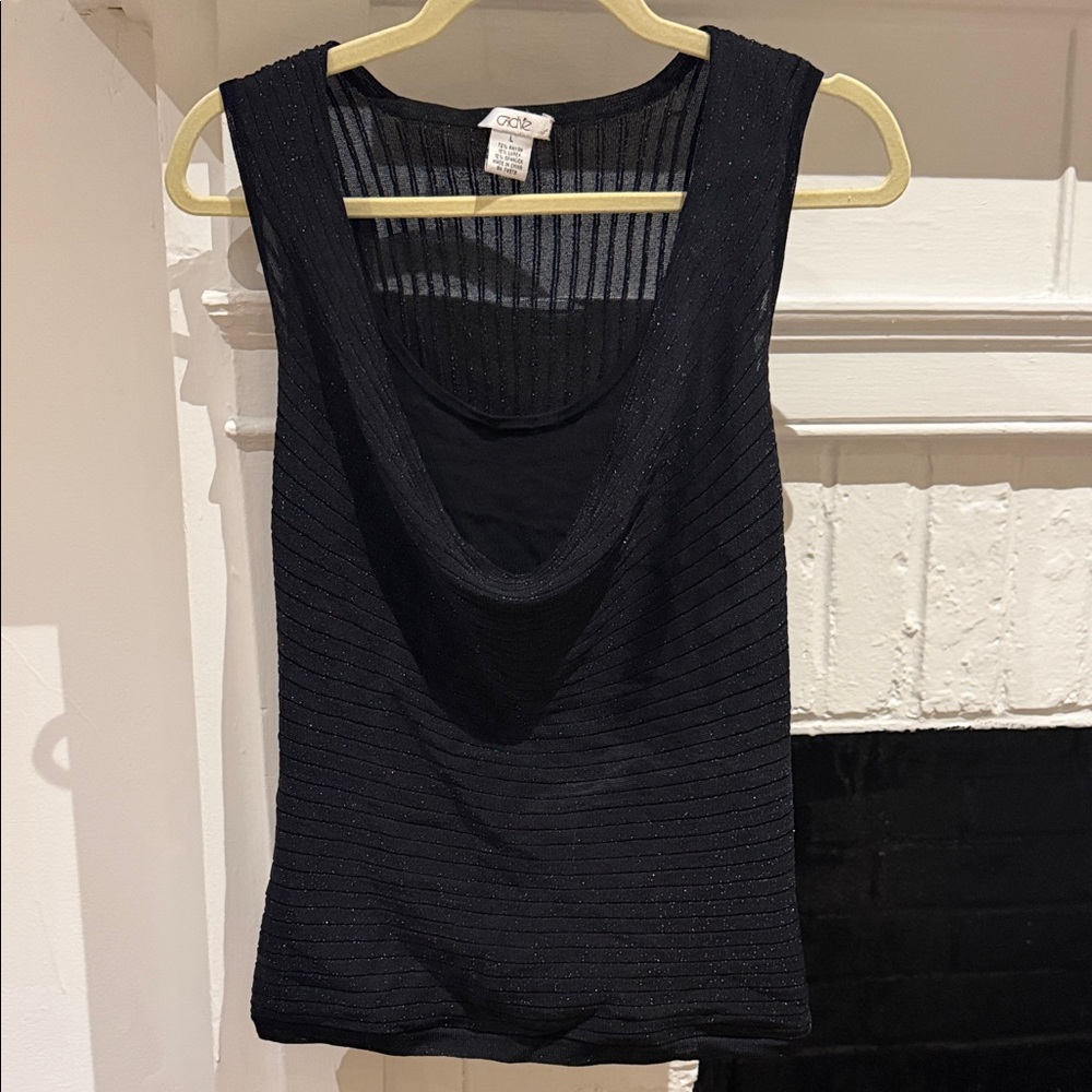 Cache Black Shimmer Layered Top